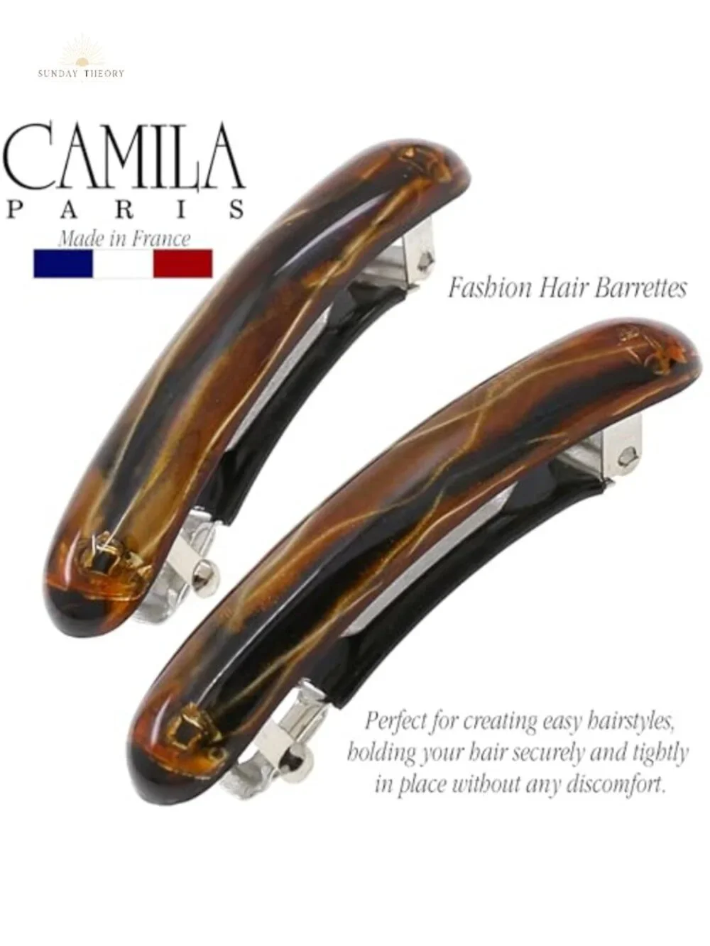 French Hair Barrettes for Women Small Set of 2 Strong Hold Grip Clips No Slip